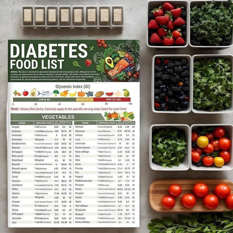 3pcs/set Diabetes Food List Healthy Meal Guide Glucose Food Chart Plan Handbooks GZW