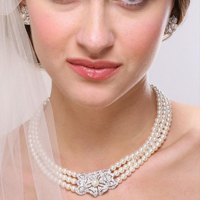 Pearl Necklace, Earrings, Bracelet, Three-Piece Set, Versatile Temperament Wedding Dress Women'S Accessories