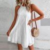 Summer Women Casual Sleeveless Mini Dress Loose O Neck Tank Beach Party Holiday Fashion Dress