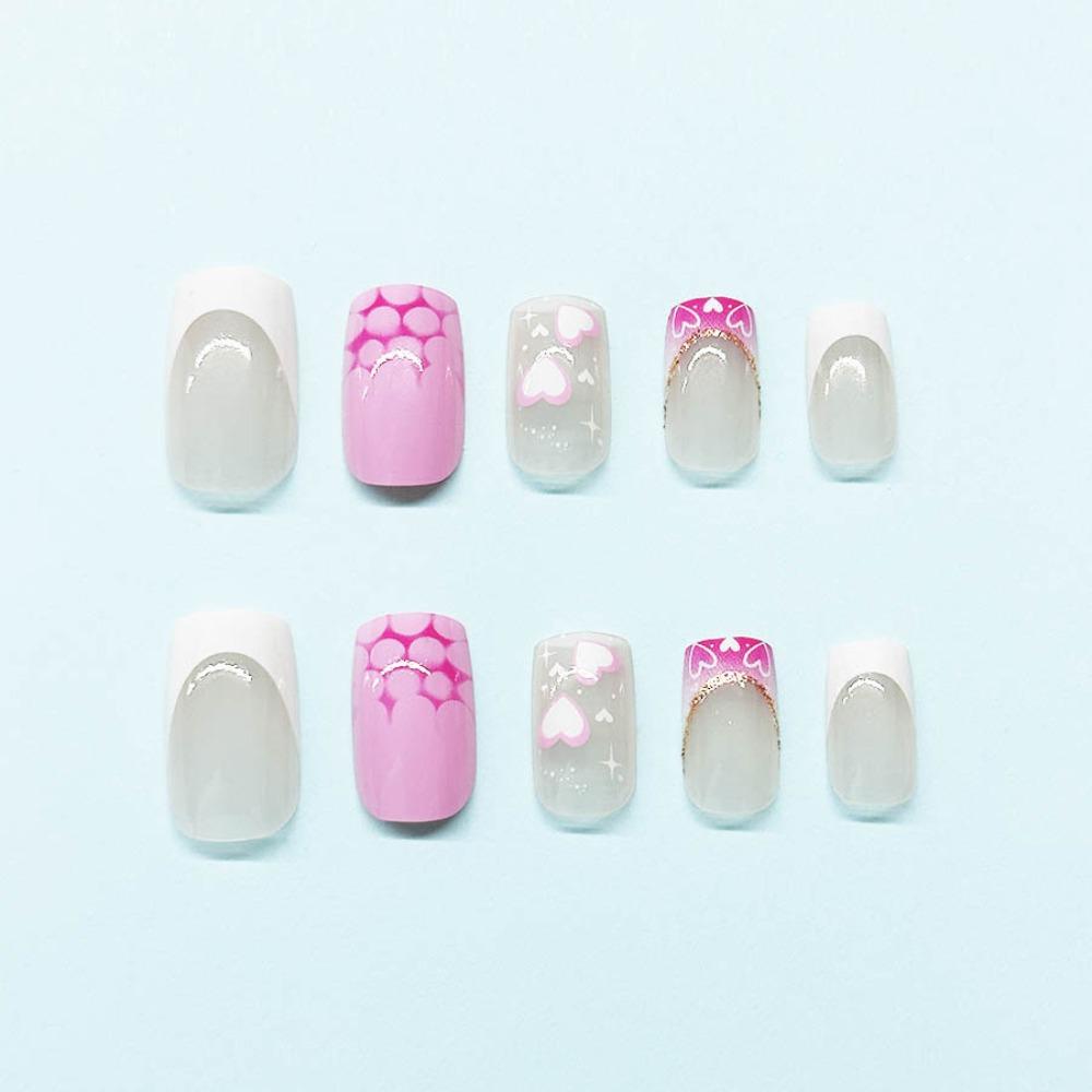 Nositelná manikúra False Nail Square Head Press na nehty Módní francouzská dívka s falešnými nehty