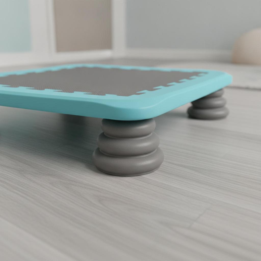 Square Trampoline Compact Balance Step Low-Ground for Home