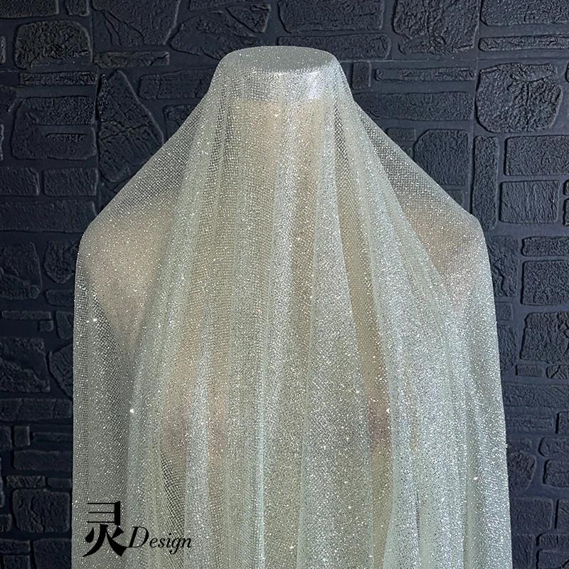 Glitter Powder Mesh Fabric Soft for Wedding Dress Stage Skirt Curtain Costume Designer Diy Sewing Material Cloth Handmade