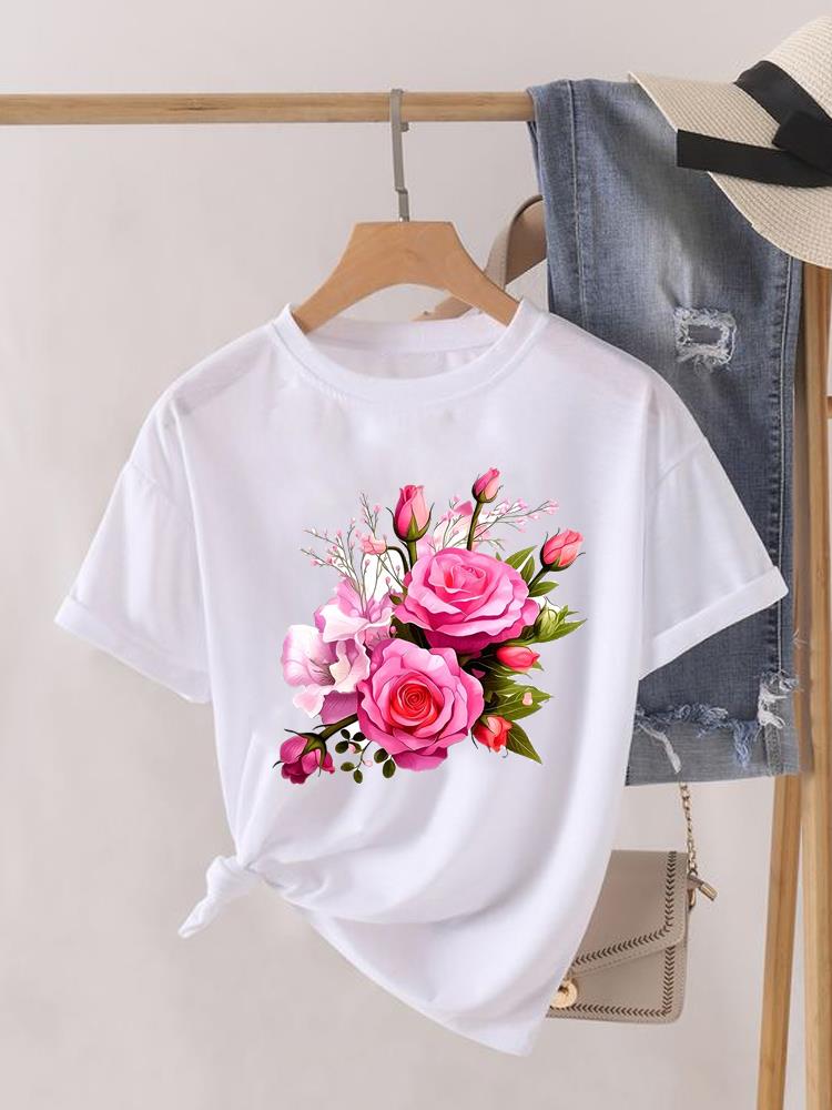 Aquarell Schmetterling Niedlich 90er Kleidung Damen Kurzarm T-Shirt Frauen Print Weiblich Grafik T-Shirts Mode Kleidung Lässiges T-Shirt