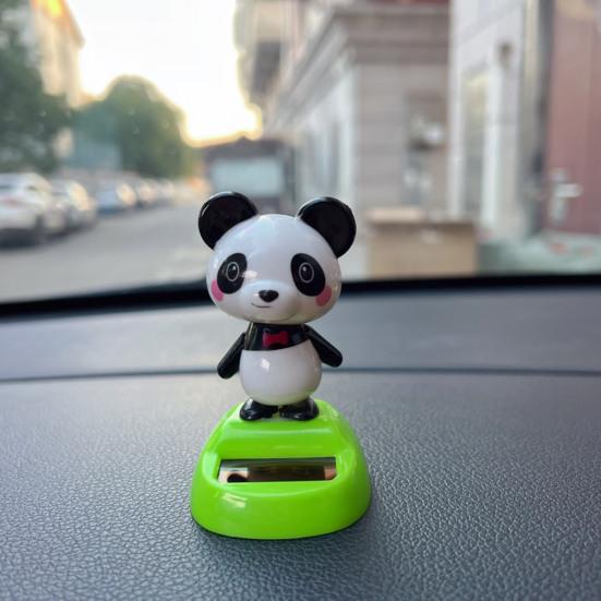 Car Ornament Solar-Powered Panda Dashboard Nodding Toy Car Interior Decoration with Swing Head Cute Car Dashboard Accessory Fun Gift for Car Lovers