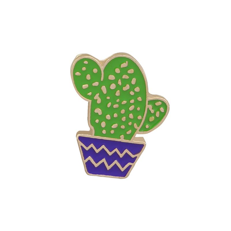 19 Styles Summer Cup Potted Design Enamel Brooches Mini Cactus Potted Plant Shaped Pins Women Girls Gardening Backpack Badge