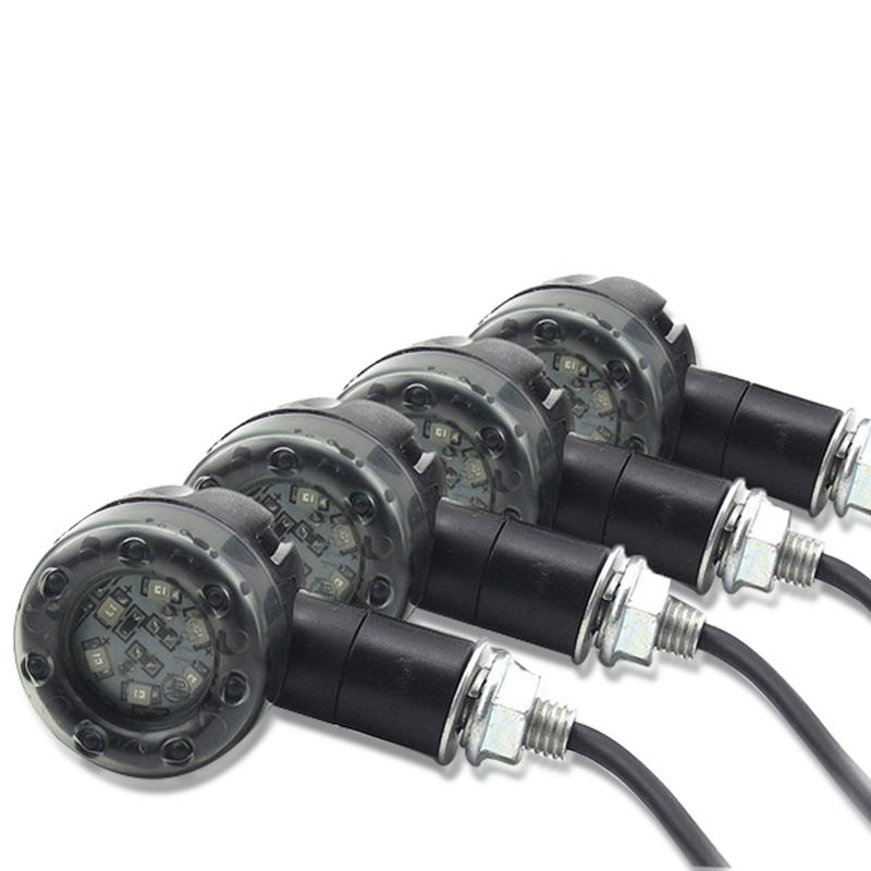 2/4Pc Universal 8mm Motorcycle LED Turn Signals Stop Brake Lights Bullet Amber Red Motorbike Indicators Scooter Front Rear