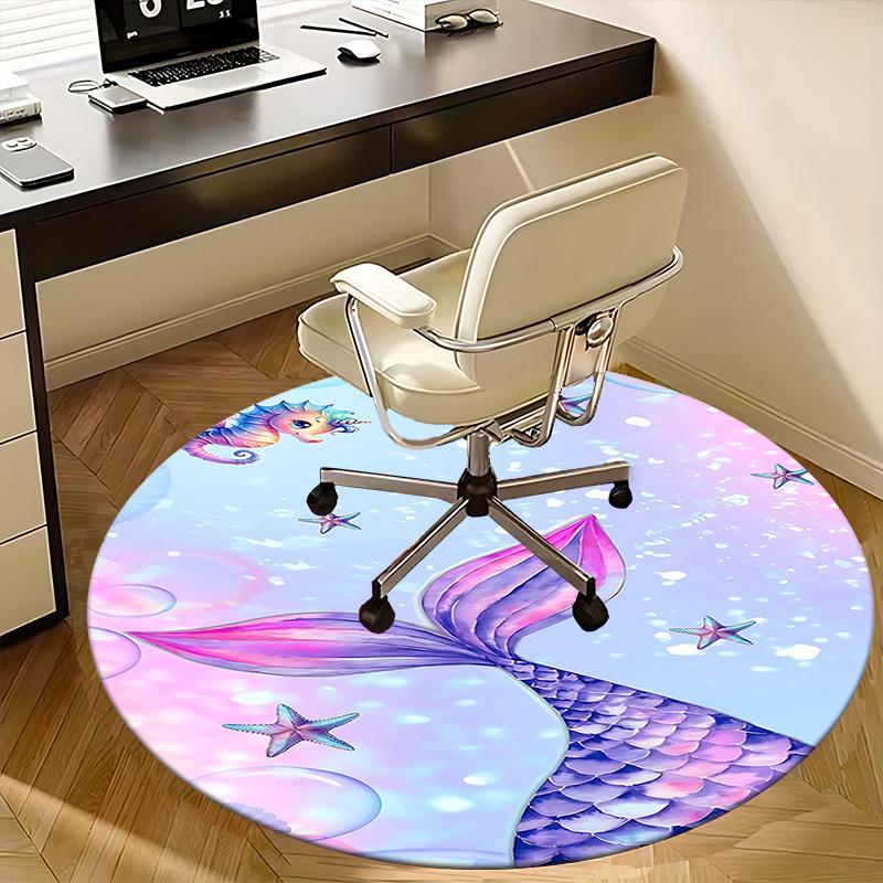 Mermaid Tail Chair Mat - Round Carpet for Home Decor, Office, Living Room