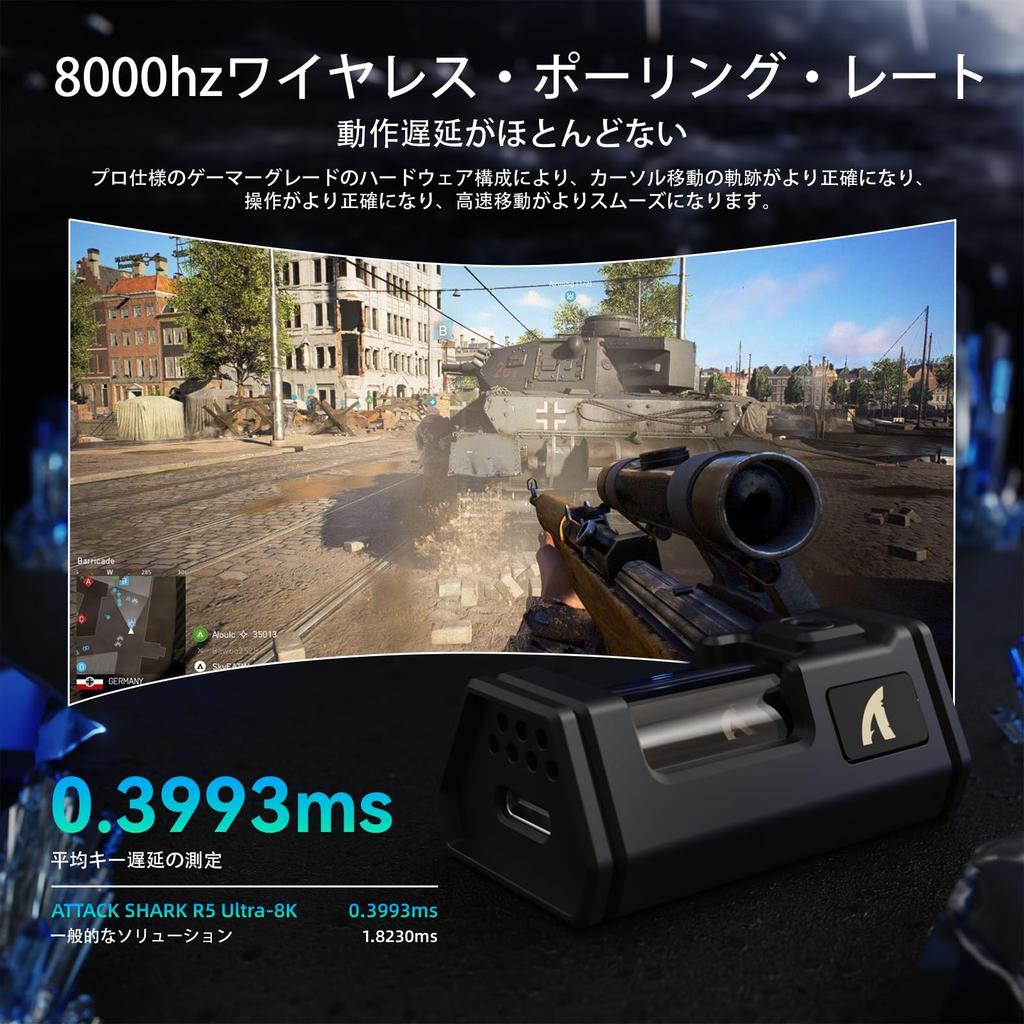 ATTACK SHARK R5 Ultra Carbon Fiber Gaming Mouse Super Light 42g PAW3950MAX Sensor Nordic52840 8K Polling Rate 3 Modes 42000DPI 8K Wireless Compatible