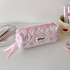 Korean Pink Bow Pencil Case - Stylish & Portable Student Stationery Organizer