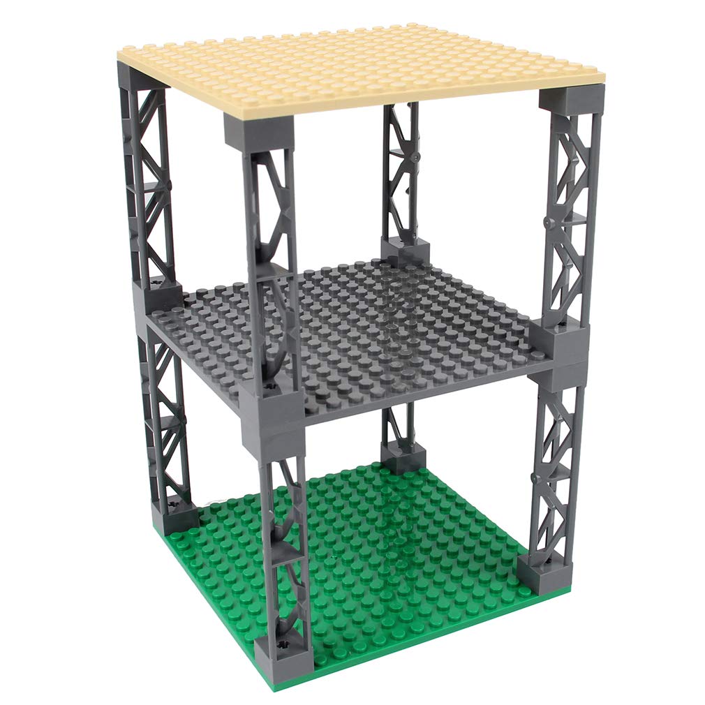 INIBUD Classic Compatible 16x16mm Baseplate with Set of 3 Boards and 8 Posts Blocks, Double-Sided, Posts,