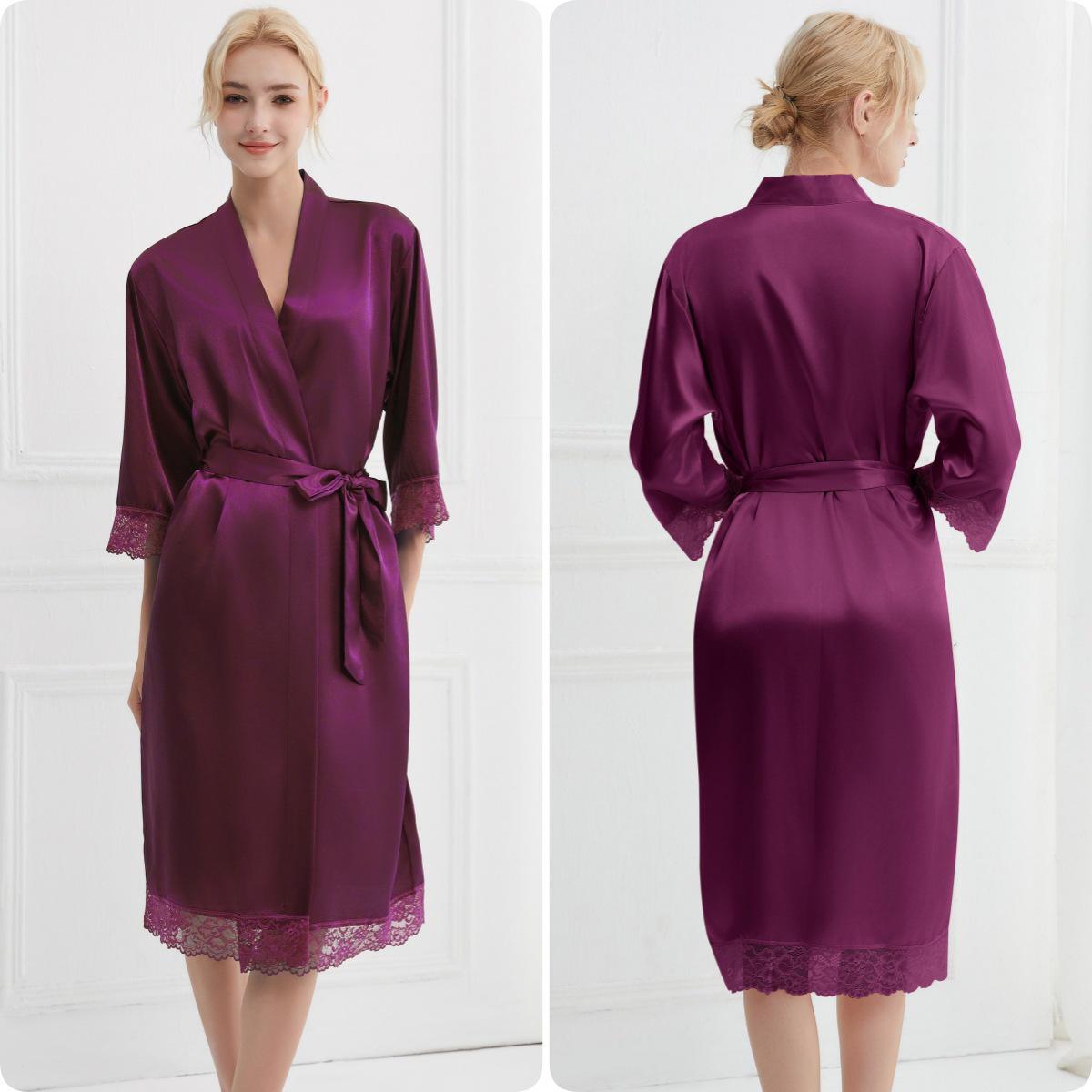 

Elegant Summer Lace-Trim Bathrobe L (Two Sizes Larger)