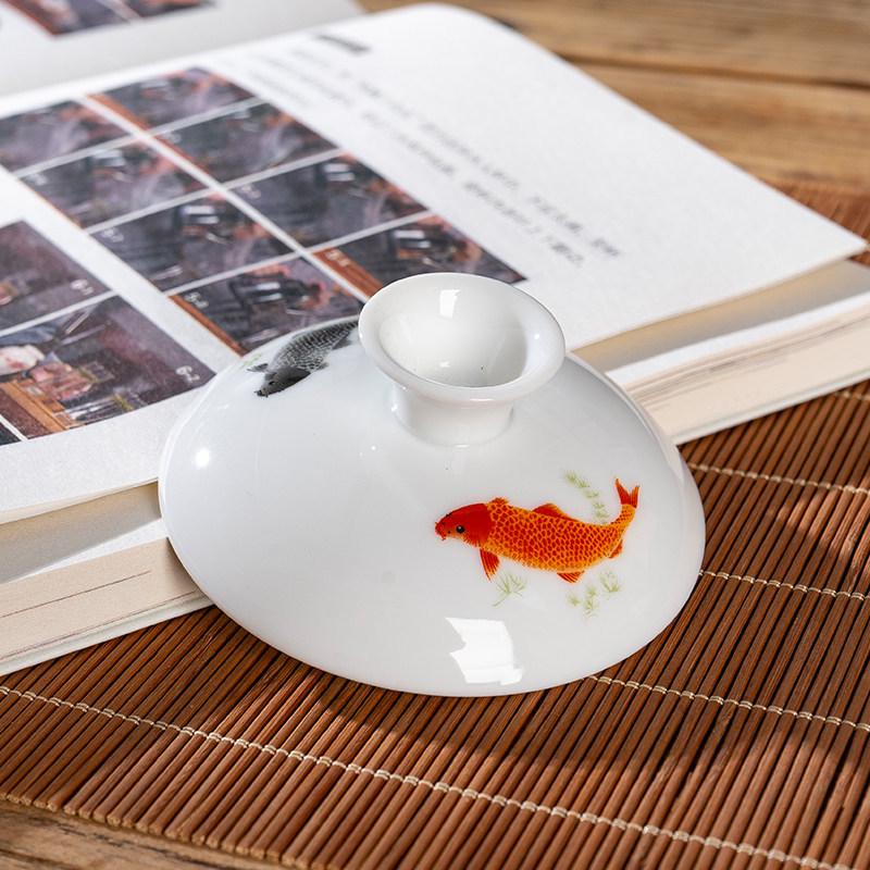 Gaiwan Teacup: Ceramic Lid & Bowl, 7.1CM-8.1CM Diameter, Kung Fu Tea Set Accessory.