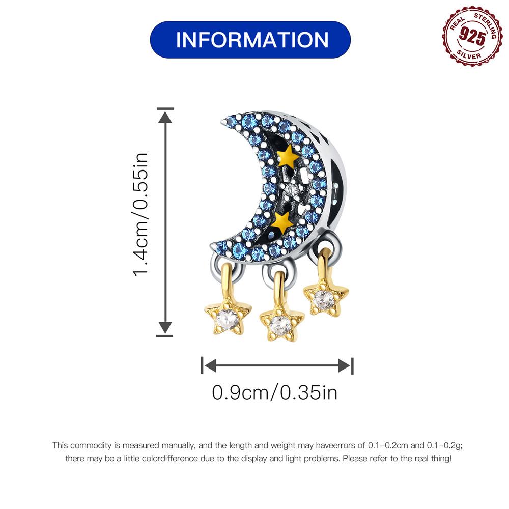 Bead Components Copper Metal Charm Bead Components Authentic Original Zircon Blue Moon Star Sun Bead Components Compatible With Bracelet High Quality