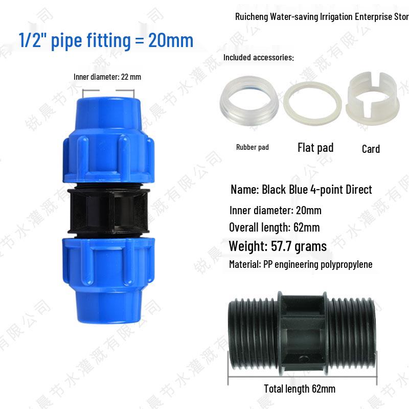 PE Pipe Quick Connect Three-Way Valve with Direct Elbow and Male/Female Threads