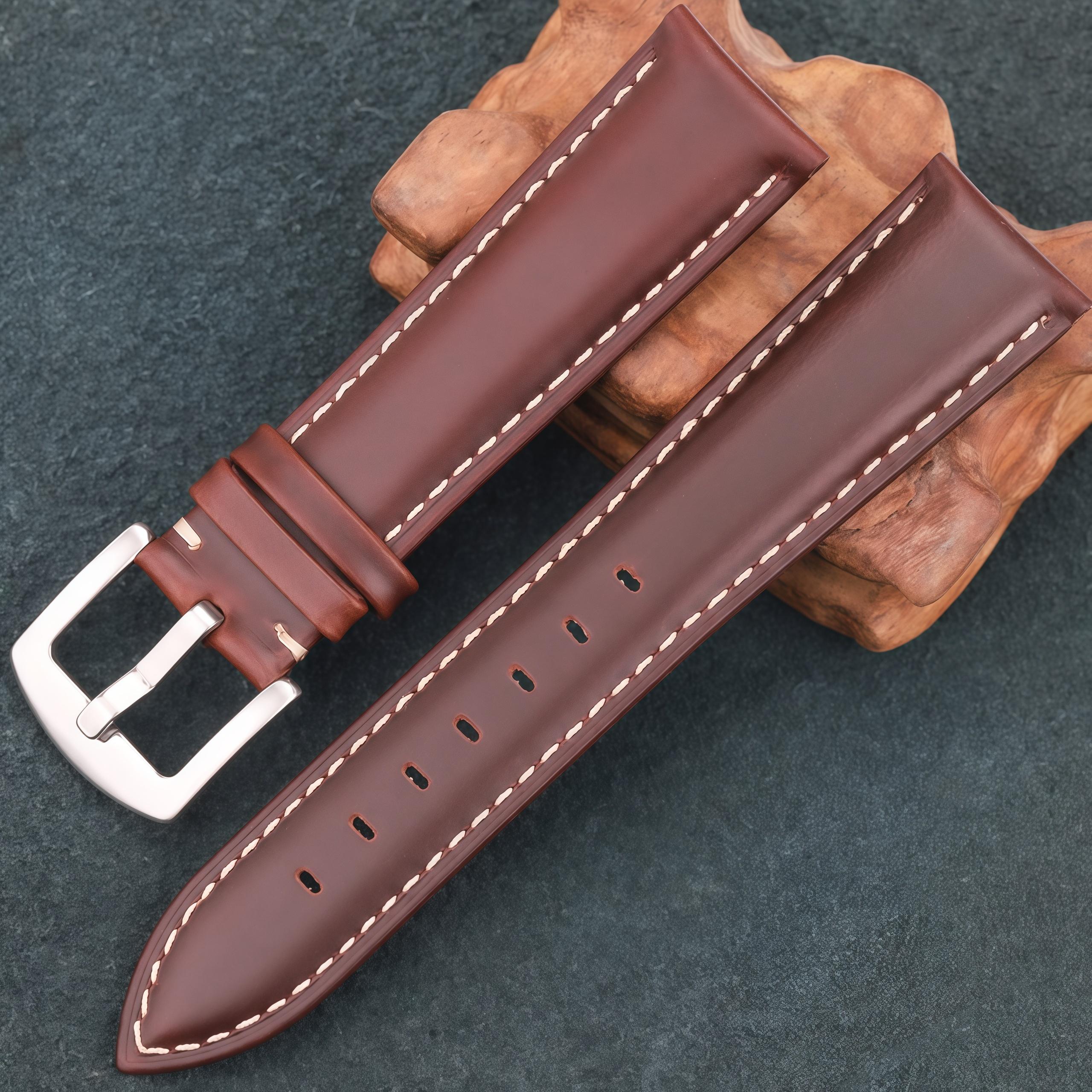

Quick Release Genuine Leather Watch Band Vintage Strap Stainless Steel Pin Buckle 18mm 19mm 20mm 21mm 22mm 24mm Black Dark Brown 21mm темно-коричневого кольору