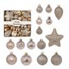 50 Piece Holiday Bauble Assortment, Plastic Tree Trim with Finish Variety for Seasonal Indoor Display Home Use