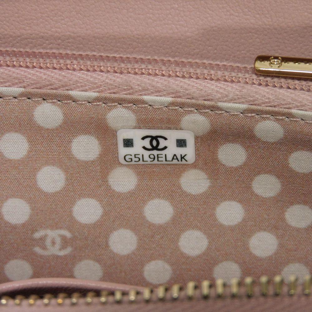 Used 10097 Coco Pearl Zip Coin Purse AP3811 7943 COCO Mark CC Mark Dots Random Matelasse Pink Beige Women's from Japan