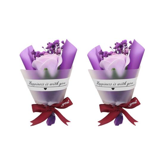 2 st Minitorkade Blomsterbuketter Konstgjorda Rosor Naturlig Brudslöja Blomsterbukett för Fotorekvisita DIY-Hantverk Hem Bröllopsfest Dekoration