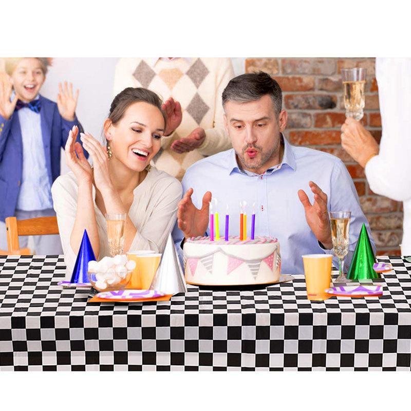 F1 Racing Tablecloth Checkered Black White Chess Flag Abstract Chessboard Checker Game Rectangular Table Cloth