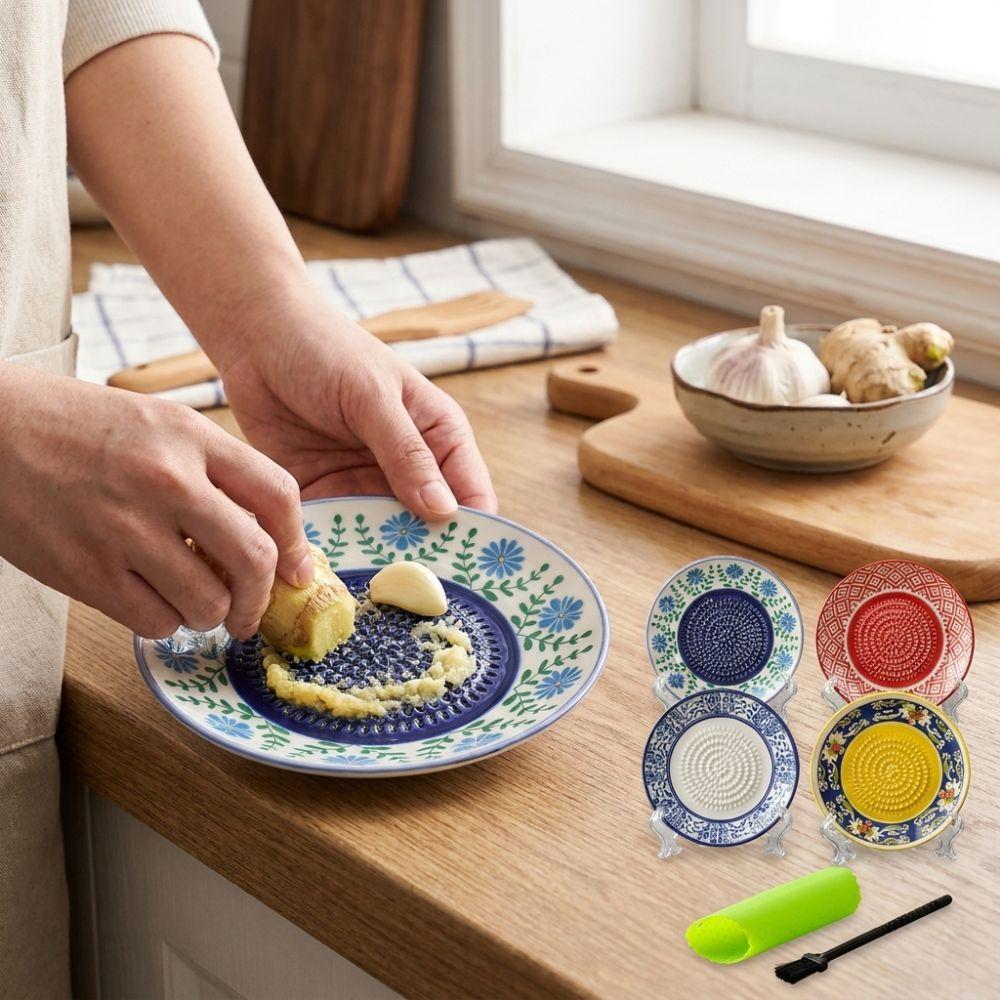 Textured Raised Ceramic Garlic Grater Manual Fruit Vegetable Puree Grinder Tomato Grating
