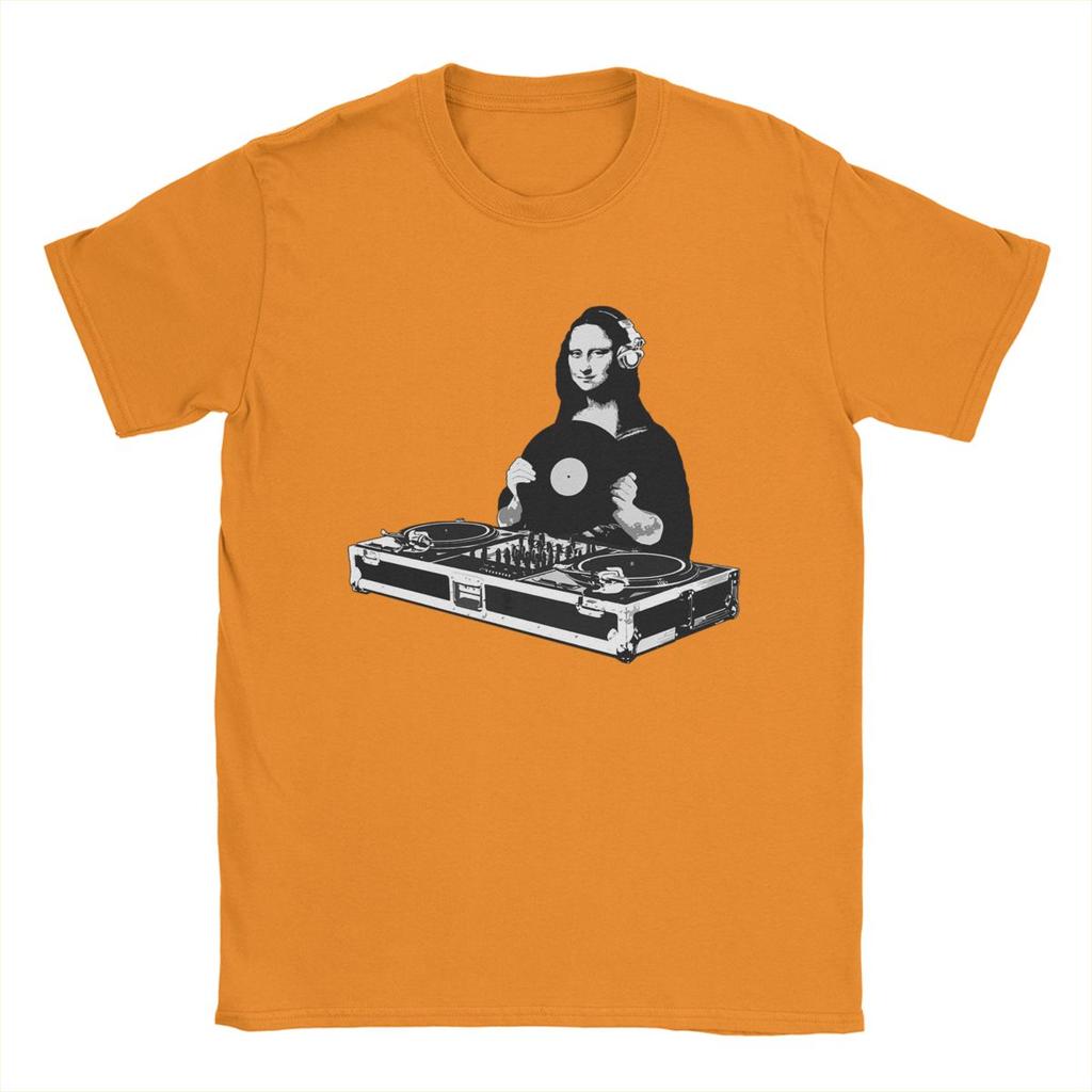 Pánské DJ Mona Lisa Tričko Čistá bavlna Oblečení Humor Krátký rukáv Kulatý výstřih Tričko Nápad na dárek Trička