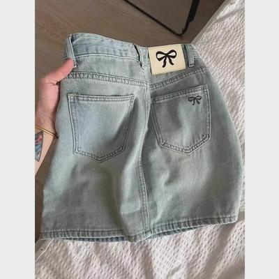 Spódnica damska w stylu retro z wysokim stanem i denimu w stylu A-Line w dużym rozmiarze - styl letni