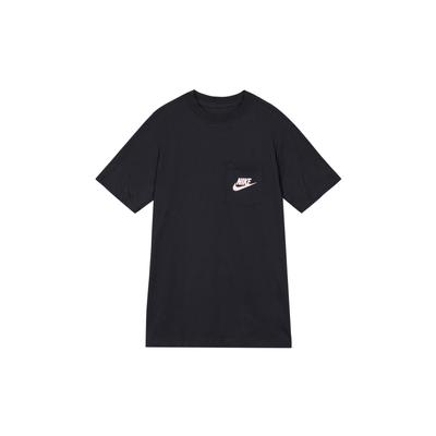 Nike Sportsklær Amerikansk Vintage Lommedesign Bak Rund Hals Trykt Kortermet T-skjorte Topper for Kvinner Svart DQ3154-010