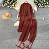 European Cross-Border Casual Knitwear Set: Women's Autumn/Winter Vest, Sweater Cardigan & Wide-Leg Pants 3-Piece