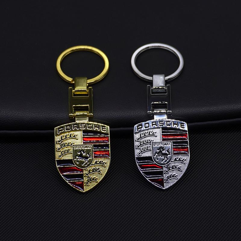 Car Emblem Keychain H Buckle Double-sided Key Ring Gift For Porsche 918 911 718 Taycan Panamera Cayenne Boxster Cayman Accessory