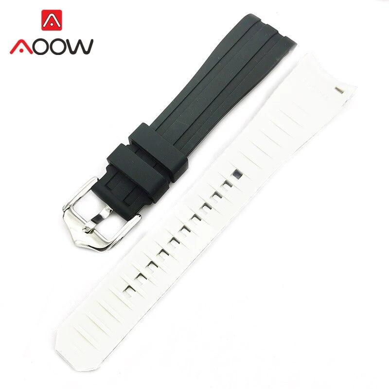 18/20/22mm Rubber Strap Curved End Stainless Steel Buckle Sport Waterproof Diving Men Quality Replacement Bracelet Watch Band