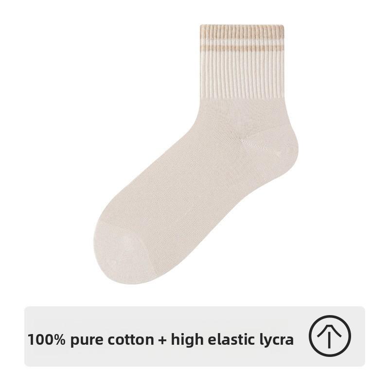 

Женские осенне-зимние хлопковые толстые теплые носки в полоску с дезодорирующим эффектом 1 pair абрикосовый