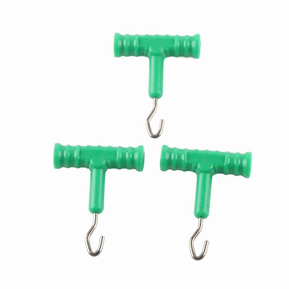 10 Pcs ABS Fishing Baiting Rig Tool Stainless Steel T Shape Handle Hook Fishing Baiting Rig Tool Fishing Knot Puller