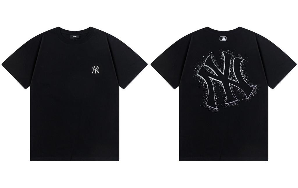 MLB & NY Large Logo Printed Short Sleeve T-shirt Black 950