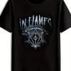 Vintage Rock Band Print T-Shirt - IN FLAMES & D20 Pattern Black Short Sleeve Crew Neck Top Men Women Summer Casual Sports Top