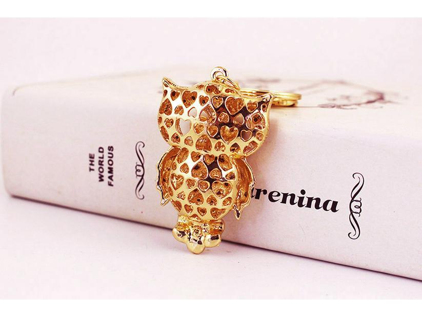 Colorful Rhinestone Owl Keychain Pendant for Women's Bags