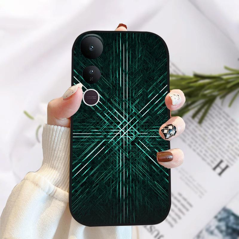 For Vivo V50 Lite 5G Case Fashion Luxury Printed Black Matte Soft TPU Silicone Bumper Cover For Vivo V50Lite 4G Phone Case Funda