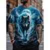 Summer Fashionable Comfortable Cool Skin Friendly T-shirt Men's Animal 3d Pattern Loose Large Size Breathable Round Neck Short Sleeved T-shirt