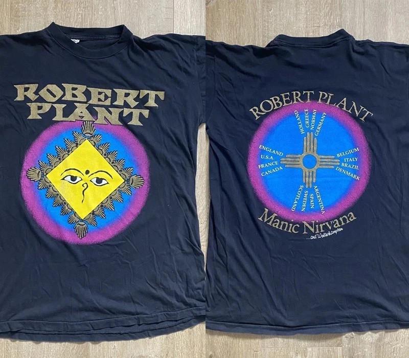 Robert Plant Manic 1990 2 Sided Black Unisex T Shirt Classic Tee