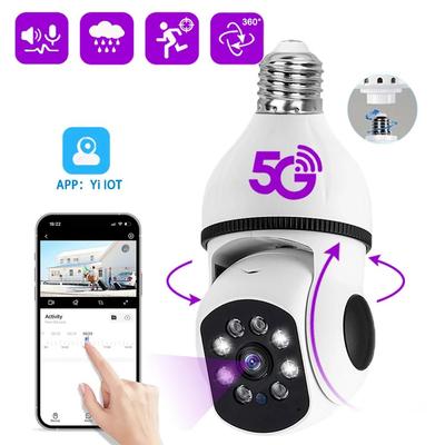 5g wifi câmera ip e27 lâmpada 2mp 1080p ai detecção humana visão noturna cor cheia 4x zoom digital casa cctv câmeras de vigilância de segurança