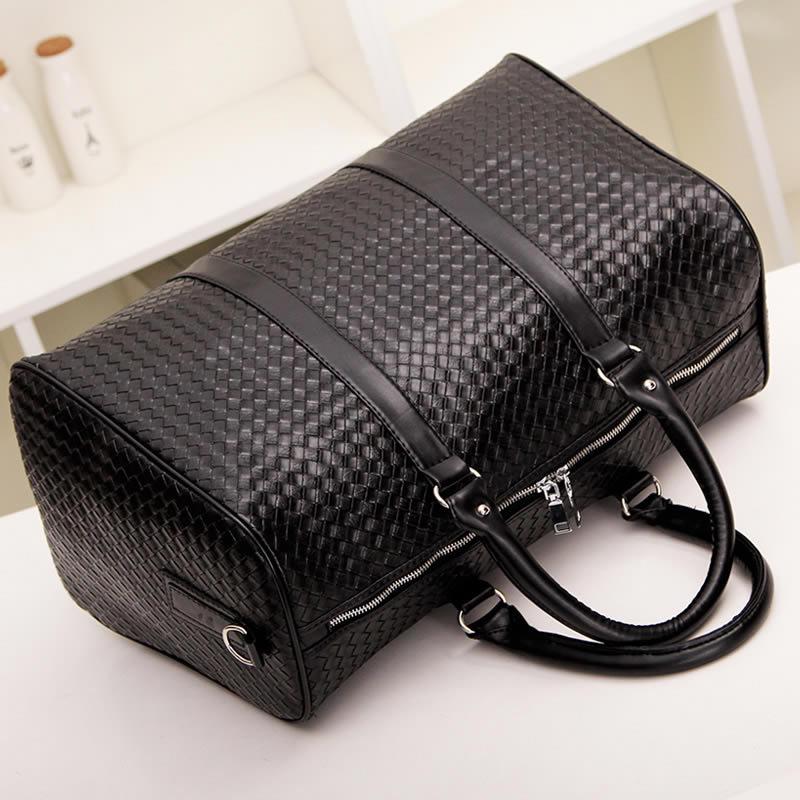 Black Woven Large Capacity Unisex Travel Shoulder Bag