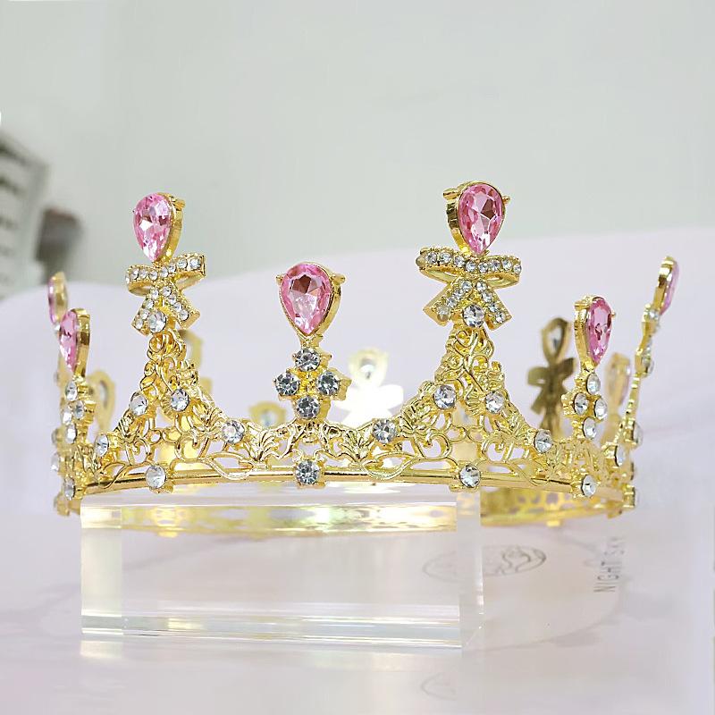 Bridal Headdress New Korean Baroque Crown Flowers Cake Decoration Ornaments Adult Ceremony Birthday Crown Jewelry