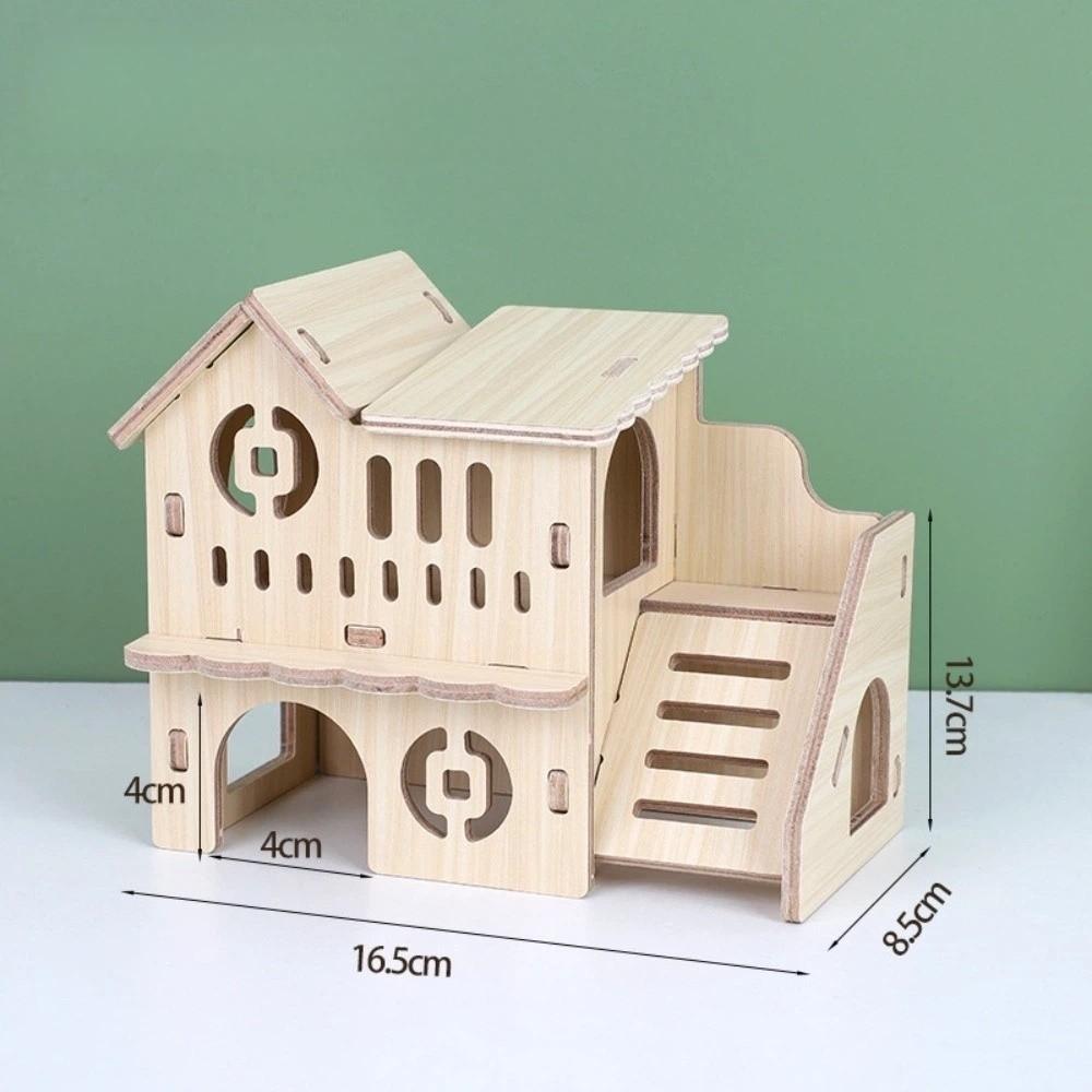 New Wooden Hamster Villa Easy to Install Durable Platform House Chewable Cage Accessories Seesaw Swing Pet Supplies