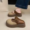 Thick-sole toe slippers 2025 summer new fashion belt buckle British style lazy comfortable slippers casual mules women's shoes