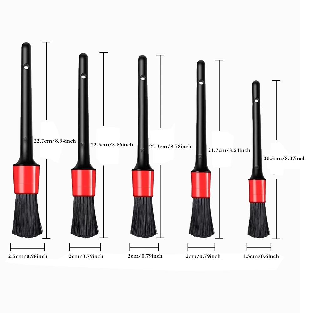 5pcs Car Cleaning Brush Kit Automotive Detail Brushes For Car Interior Detailing Brush Set Wheel Rims Clean Brush