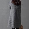 Lady Dress Solid Color Stand Collar Casual Loose Knee Length Winter Dress for