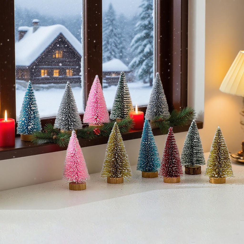 4/8PCS 10CM Christmas Tree Glitter Powder Colorful Mini Christmas Tree Christmas Table Decorations Cedar Decorations Home Decor