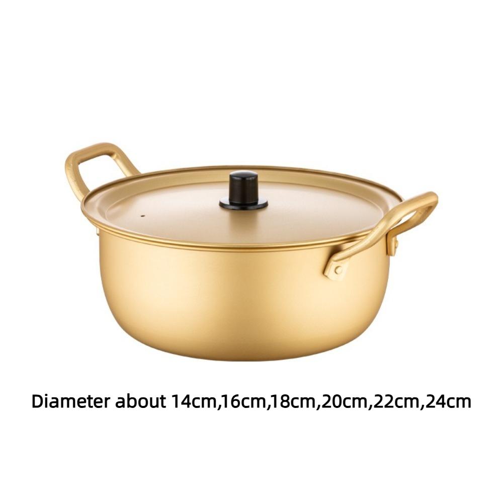 Double Ears with Lid Soup Hot Pot Aluminum Noodle Cooking Pot Ramen Noodle Pot Kitchen Cookware