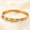 Ins Retro Titanium Steel Fashion Simple Opening 6mm Inlaid Zircon Bangle Bracelet Female