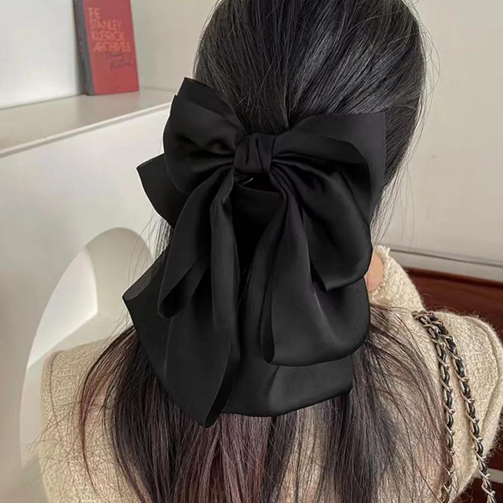 New Big Satin Hair Clip Hair Claw Girl Women Solid Red Black Multi Layer Headwear Korean Fashion Pinches for Hair Accessories