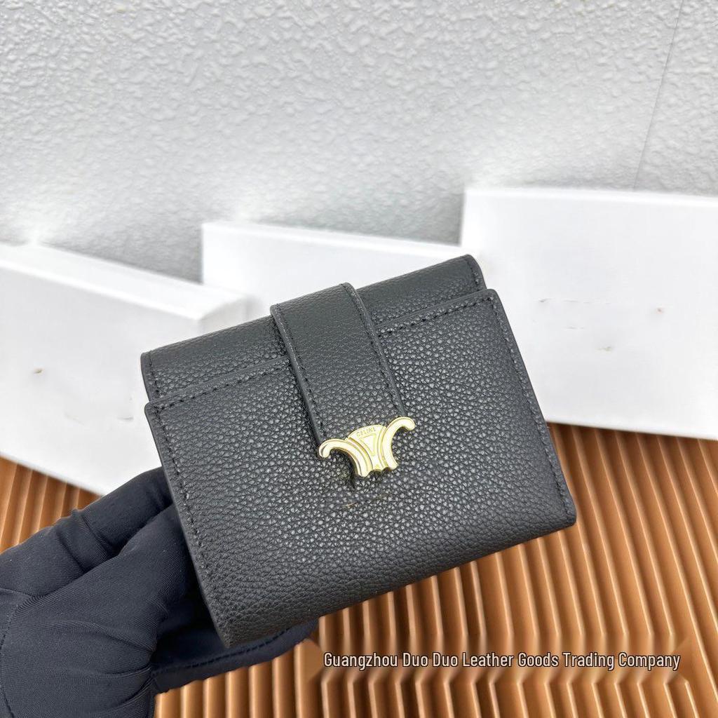 Arc de Triomphe Echtes Leder Dreifach-Faltbörse: Mehrere Kartenfächer, Kompaktes, Modisches Münzportemonnaie